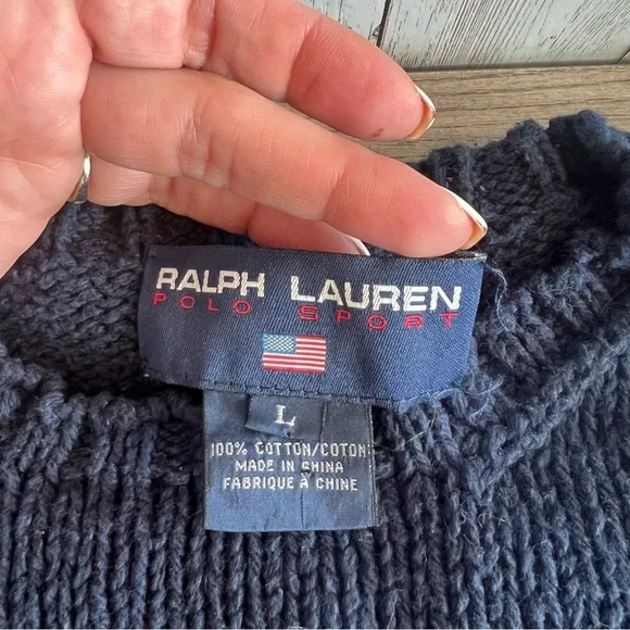 Ralph Lauren Vintage Iconic Patriotic American Flag Cotton Sweater Preppy Large - Picture 4 of 4